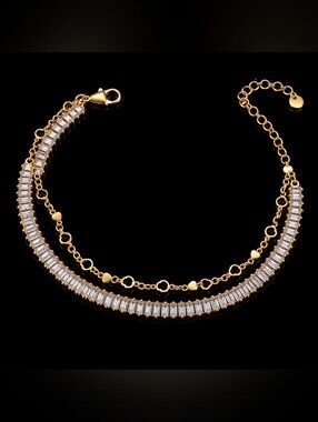 22kgp Dubai Jewelry Elegant Gold and Silver Women's Anklet